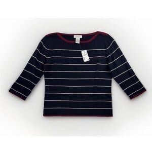 Christopher & Banks Navy and White Striped Long Sleeve Tee